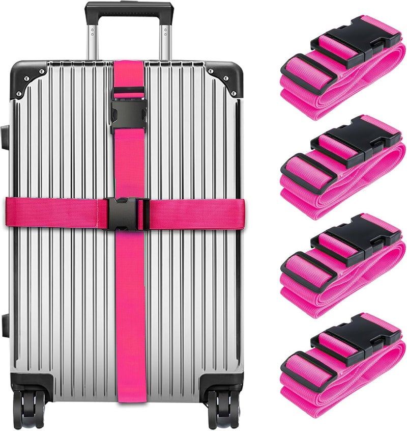 collwait Luggage Straps for Suitcases TSA Approved, Travel Belt Suitcase Belt, Suitcase Straps TSA Approved, Luggage Belt Strap TSA Approved, Travel Straps for Luggage, Luggage Band Bag Straps, Pink - Image 1